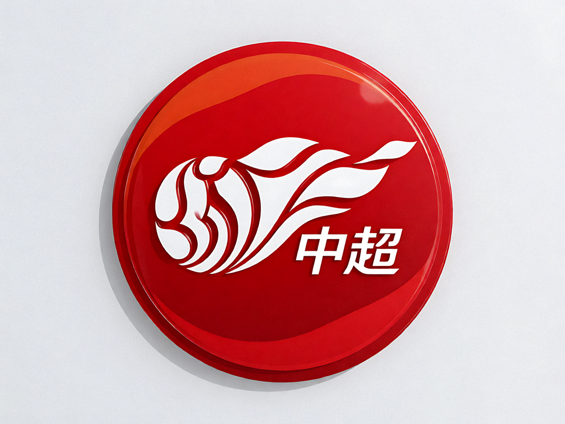 中超联赛红色圆形徽章，中间写有中超字样和足球图形